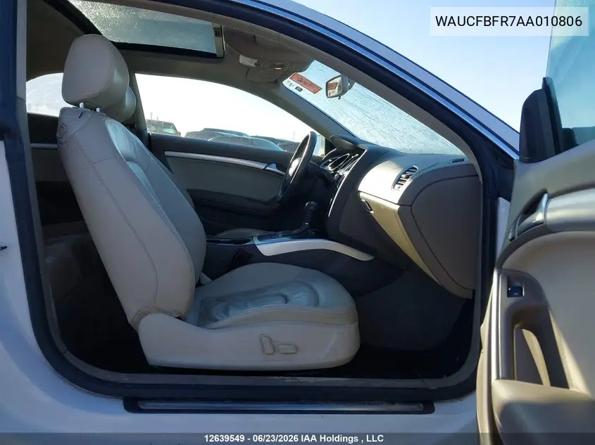 2010 Audi A5 Premium VIN: WAUCFBFR7AA010806 Lot: 12639549