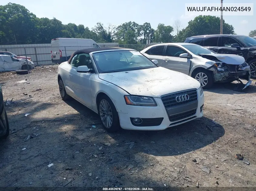 2010 Audi A5 2.0T Premium VIN: WAUJFAFH4AN024549 Lot: 45526767