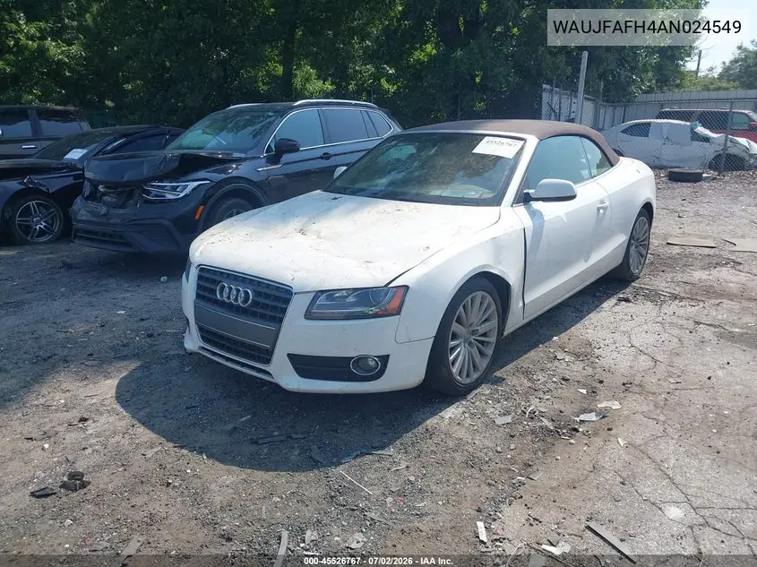 2010 Audi A5 2.0T Premium VIN: WAUJFAFH4AN024549 Lot: 45526767