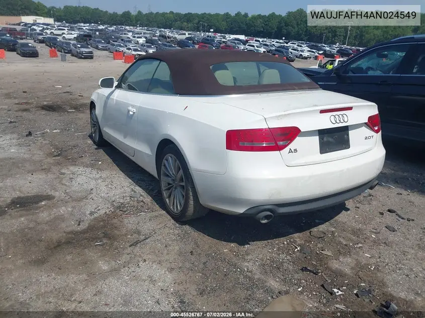 2010 Audi A5 2.0T Premium VIN: WAUJFAFH4AN024549 Lot: 45526767