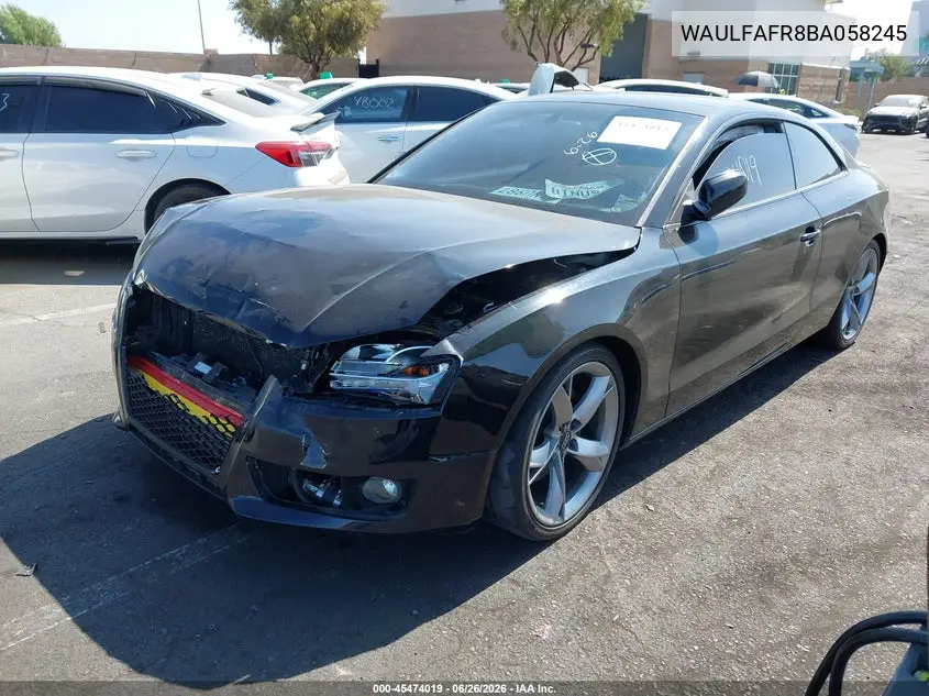 2011 Audi A5 2.0T Premium VIN: WAULFAFR8BA058245 Lot: 45474019