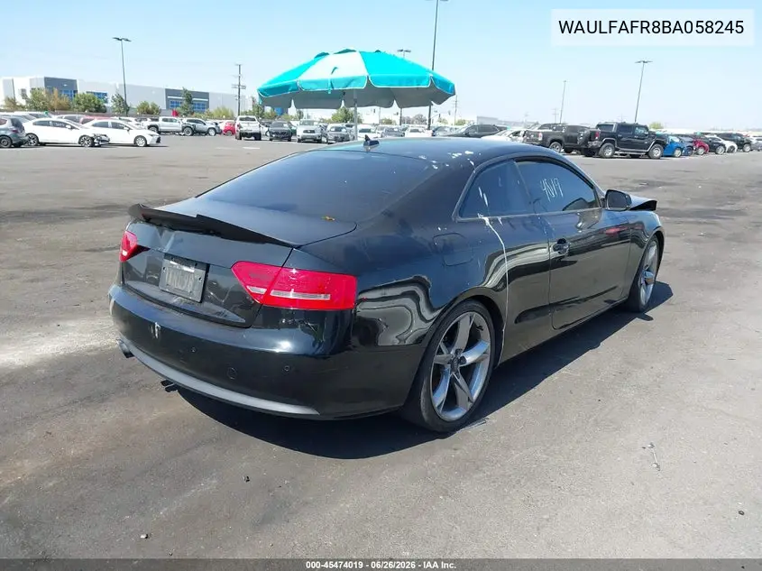2011 Audi A5 2.0T Premium VIN: WAULFAFR8BA058245 Lot: 45474019