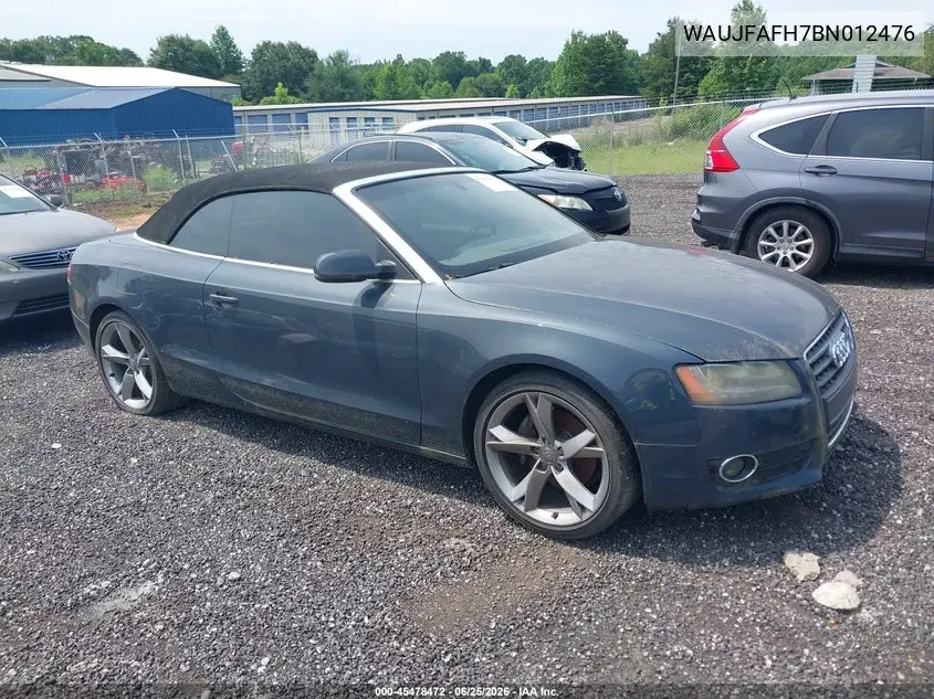 2011 Audi A5 2.0T Premium VIN: WAUJFAFH7BN012476 Lot: 45478472
