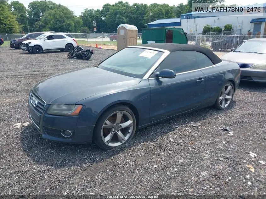 2011 Audi A5 2.0T Premium VIN: WAUJFAFH7BN012476 Lot: 45478472