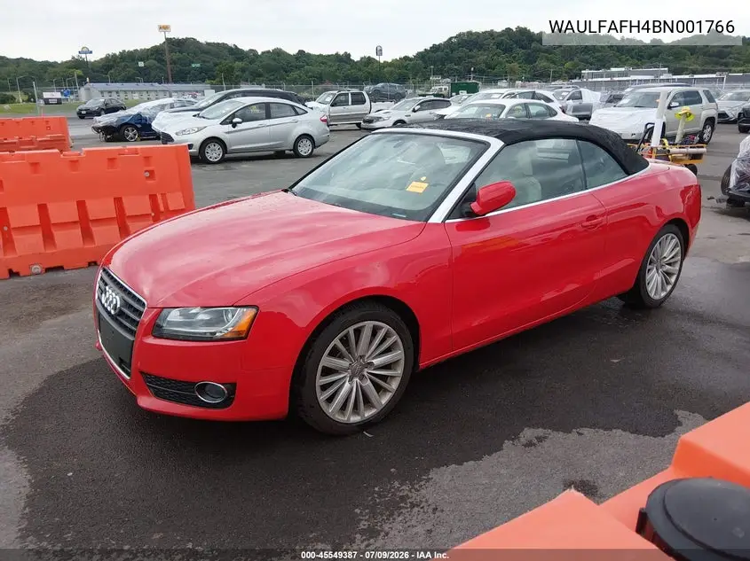 2011 Audi A5 2.0T Premium VIN: WAULFAFH4BN001766 Lot: 45549387