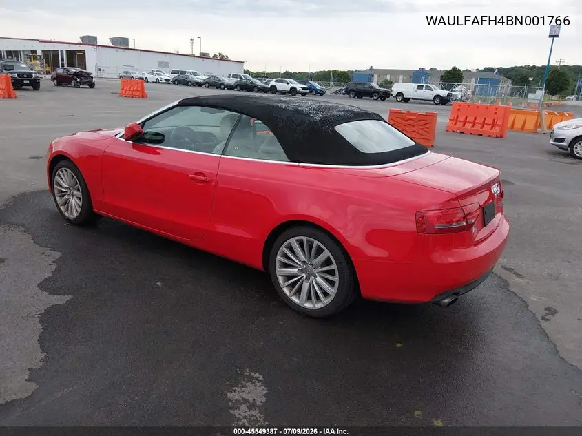 2011 Audi A5 2.0T Premium VIN: WAULFAFH4BN001766 Lot: 45549387