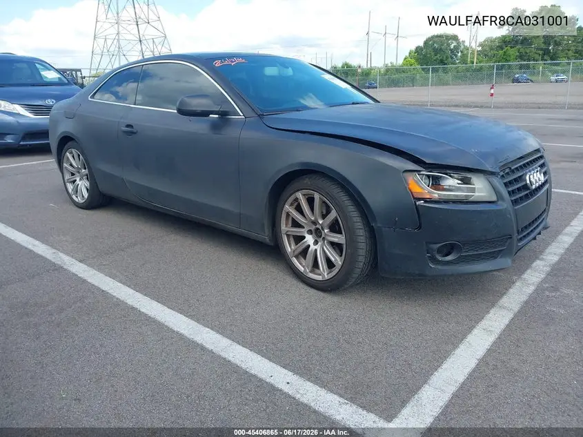 2012 Audi A5 2.0T Premium VIN: WAULFAFR8CA031001 Lot: 45406865
