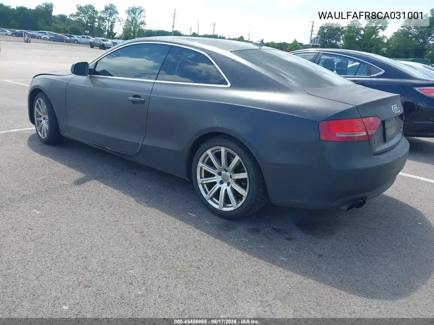 2012 Audi A5 2.0T Premium VIN: WAULFAFR8CA031001 Lot: 45406865
