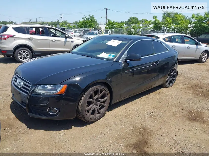 2012 Audi A5 2.0T Premium Plus VIN: WAULFAFR2CA042575 Lot: 45533113