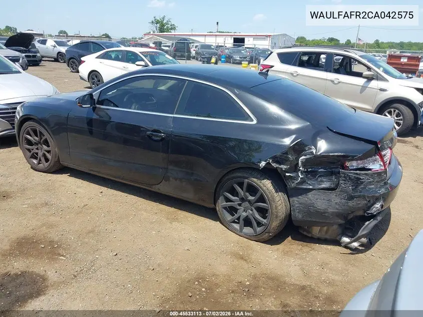 2012 Audi A5 2.0T Premium Plus VIN: WAULFAFR2CA042575 Lot: 45533113
