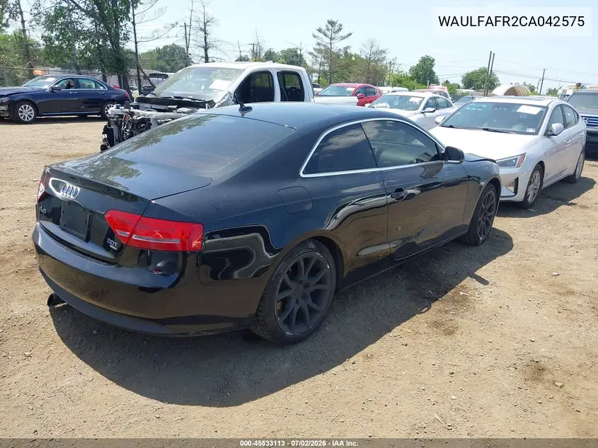 2012 Audi A5 2.0T Premium Plus VIN: WAULFAFR2CA042575 Lot: 45533113