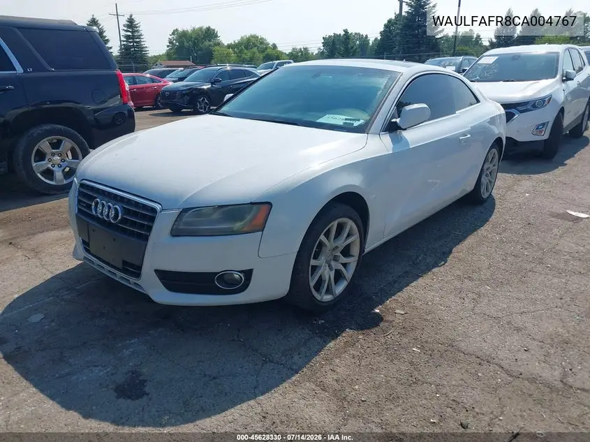 2012 Audi A5 2.0T Premium Plus VIN: WAULFAFR8CA004767 Lot: 45628330