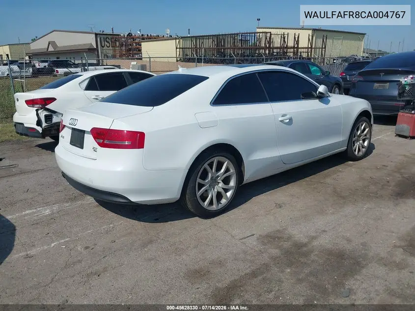 2012 Audi A5 2.0T Premium Plus VIN: WAULFAFR8CA004767 Lot: 45628330