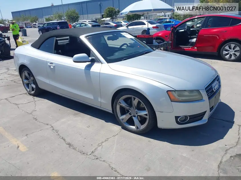 2012 Audi A5 2.0T Premium VIN: WAULFAFH8CN001027 Lot: 45662363