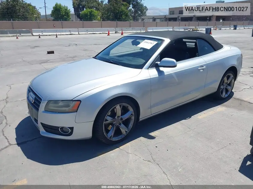 2012 Audi A5 2.0T Premium VIN: WAULFAFH8CN001027 Lot: 45662363