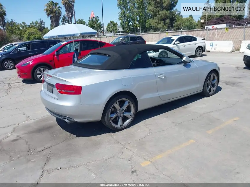 2012 Audi A5 2.0T Premium VIN: WAULFAFH8CN001027 Lot: 45662363