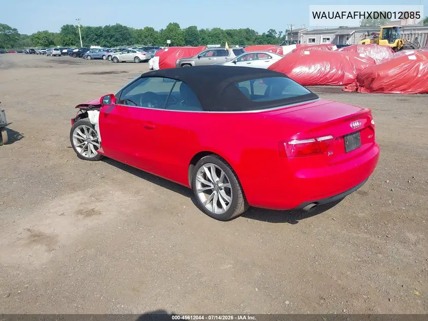 2013 Audi A5 2.0T Premium VIN: WAUAFAFHXDN012085 Lot: 45612044