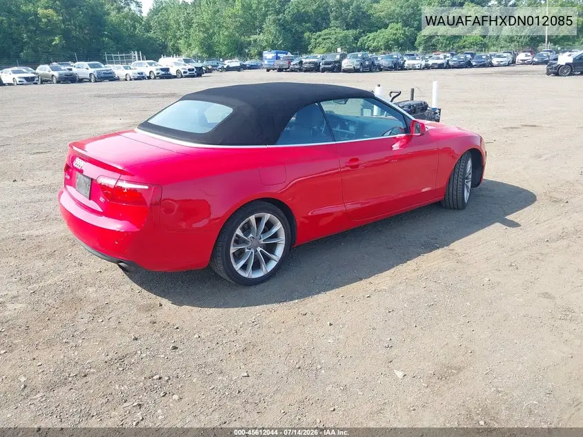 2013 Audi A5 2.0T Premium VIN: WAUAFAFHXDN012085 Lot: 45612044