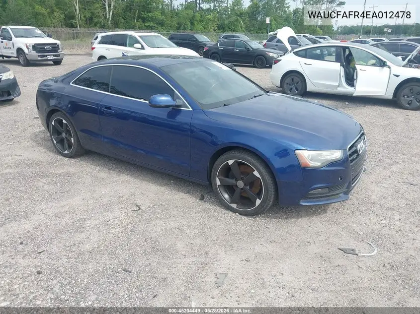 2014 Audi A5 2.0T Premium VIN: WAUCFAFR4EA012478 Lot: 45204449
