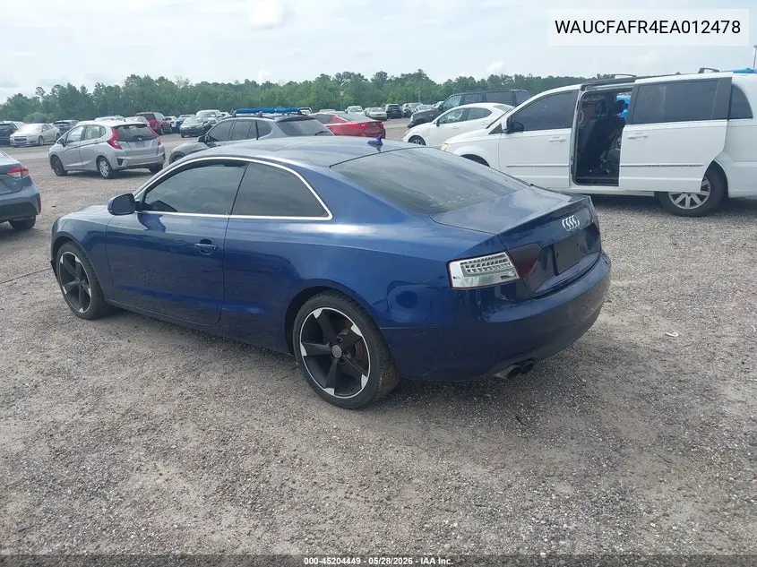 2014 Audi A5 2.0T Premium VIN: WAUCFAFR4EA012478 Lot: 45204449