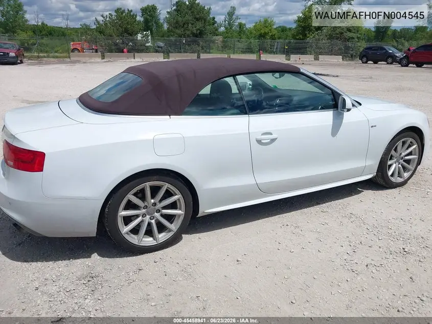 2015 Audi A5 2.0T Premium VIN: WAUMFAFH0FN004545 Lot: 45458941