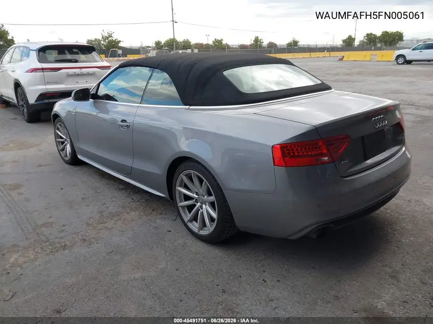 2015 Audi A5 2.0T Premium VIN: WAUMFAFH5FN005061 Lot: 45491751