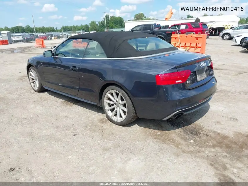 2015 Audi A5 2.0T Premium VIN: WAUMFAFH8FN010416 Lot: 45516045