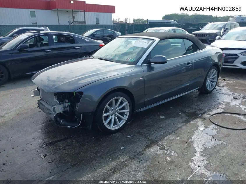 2017 Audi A5 Cabriolet Sport VIN: WAUD2AFH4HN002859 Lot: 45577312