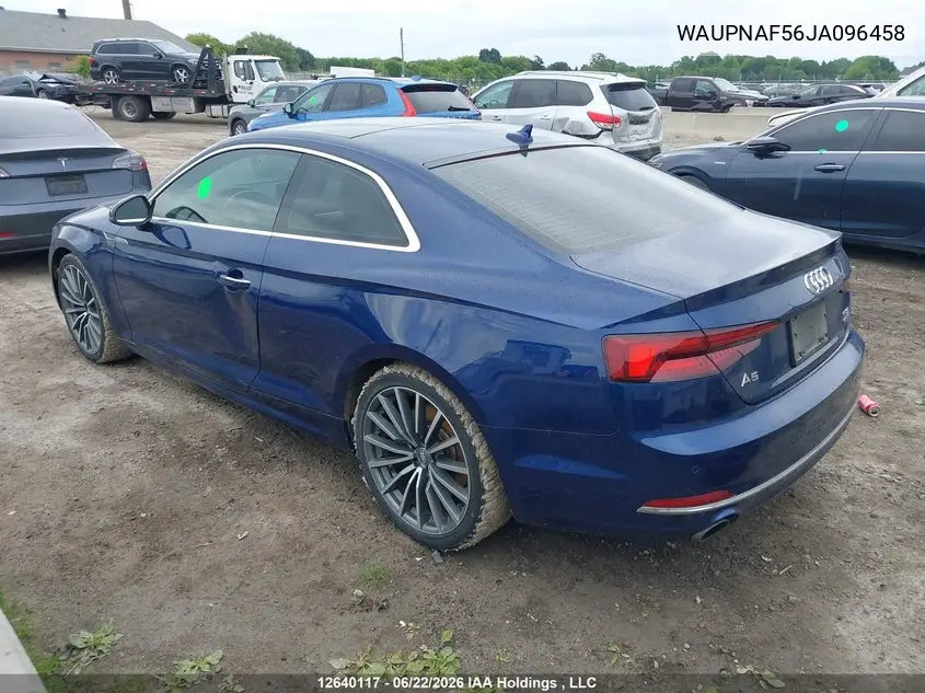 2018 Audi A5 Premium Plus VIN: WAUPNAF56JA096458 Lot: 12640117