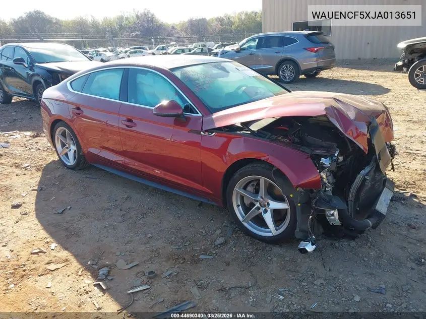 2018 Audi A5 2.0T Premium VIN: WAUENCF5XJA013651 Lot: 44690340