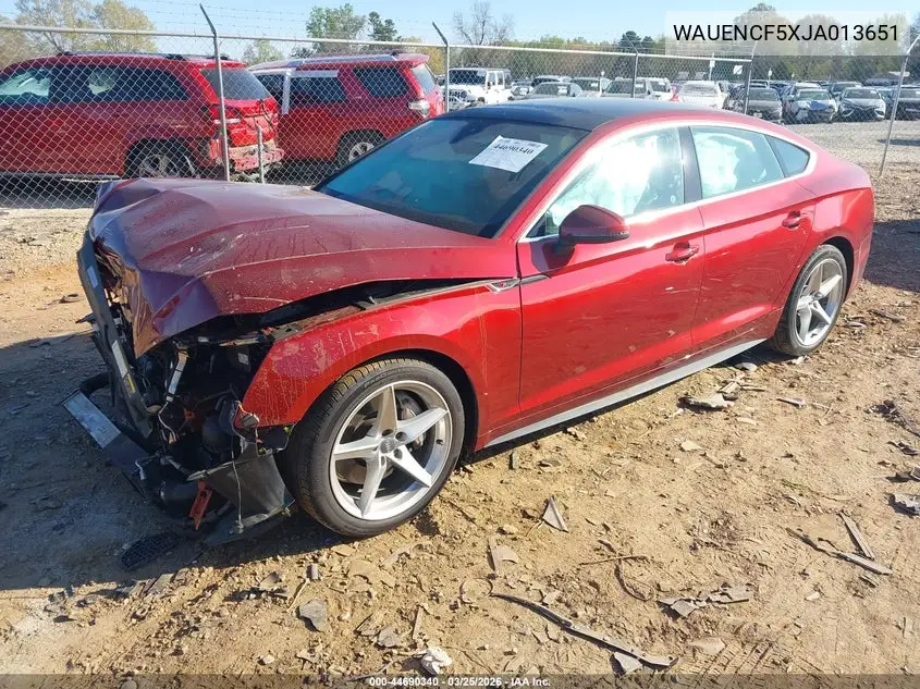 2018 Audi A5 2.0T Premium VIN: WAUENCF5XJA013651 Lot: 44690340