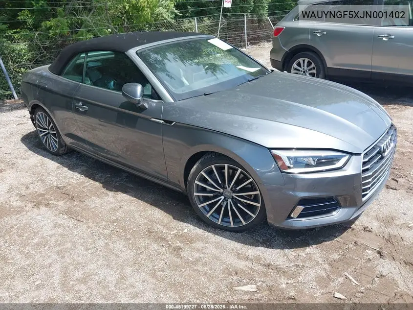 2018 Audi A5 2.0T Premium VIN: WAUYNGF5XJN001402 Lot: 45199727