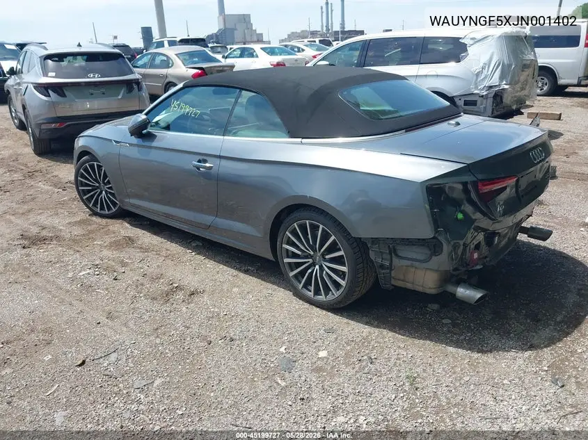 2018 Audi A5 2.0T Premium VIN: WAUYNGF5XJN001402 Lot: 45199727