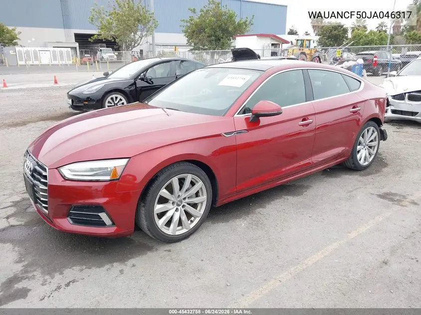 2018 Audi A5 2.0T Premium VIN: WAUANCF50JA046317 Lot: 45432758