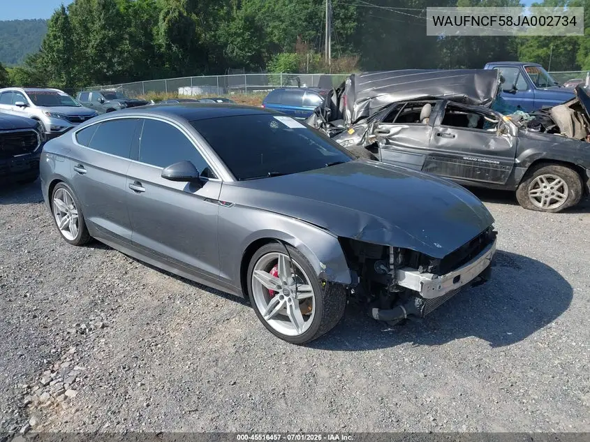 2018 Audi A5 2.0T Premium VIN: WAUFNCF58JA002734 Lot: 45516457