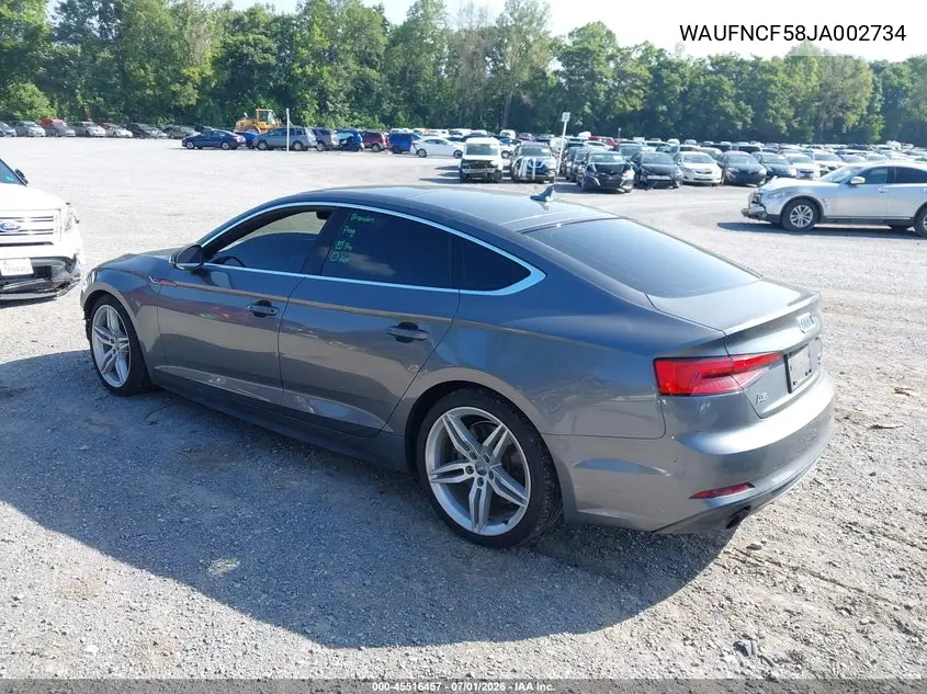 2018 Audi A5 2.0T Premium VIN: WAUFNCF58JA002734 Lot: 45516457