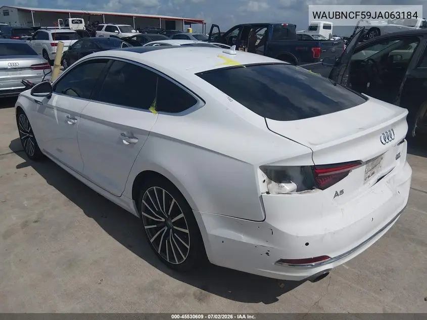 2018 Audi A5 2.0T Premium VIN: WAUBNCF59JA063184 Lot: 45530609