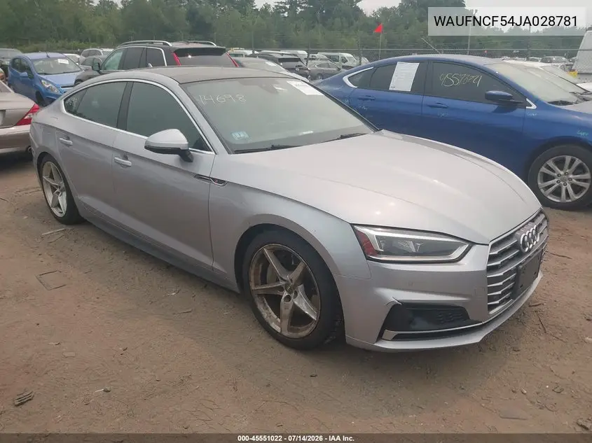 2018 Audi A5 2.0T Premium VIN: WAUFNCF54JA028781 Lot: 45551022
