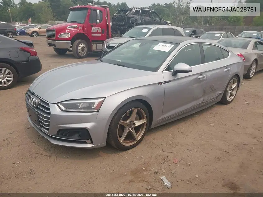 2018 Audi A5 2.0T Premium VIN: WAUFNCF54JA028781 Lot: 45551022