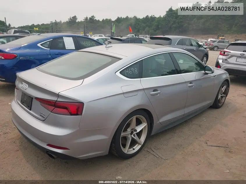 2018 Audi A5 2.0T Premium VIN: WAUFNCF54JA028781 Lot: 45551022