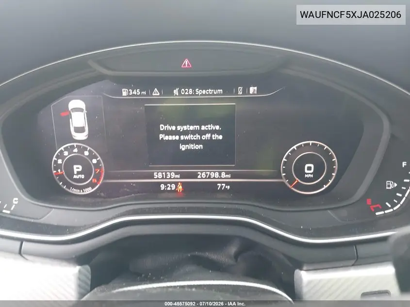 2018 Audi A5 2.0T Premium VIN: WAUFNCF5XJA025206 Lot: 45575092