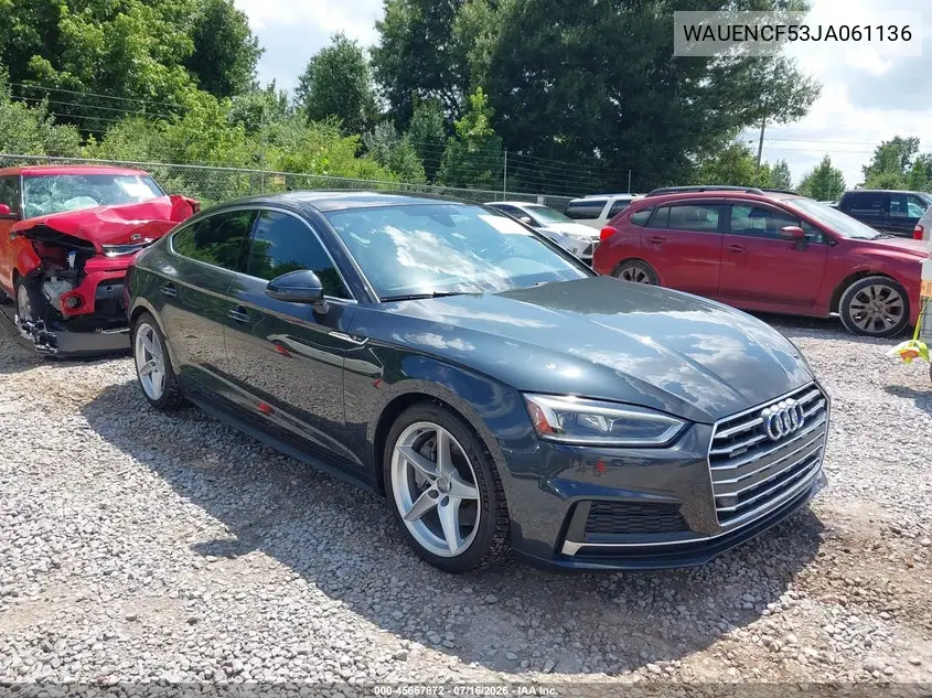 2018 Audi A5 2.0T Premium VIN: WAUENCF53JA061136 Lot: 45657872