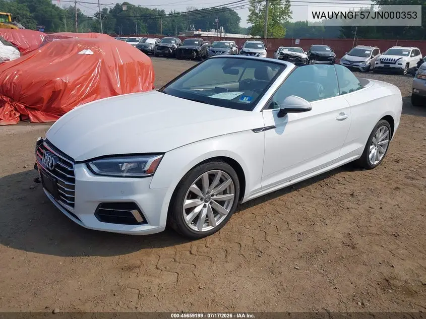2018 Audi A5 2.0T Premium VIN: WAUYNGF57JN000353 Lot: 45659199