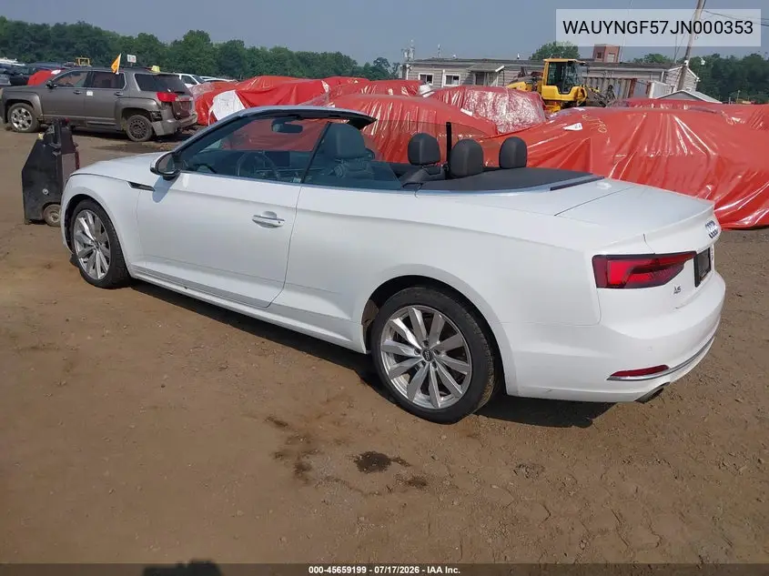 2018 Audi A5 2.0T Premium VIN: WAUYNGF57JN000353 Lot: 45659199