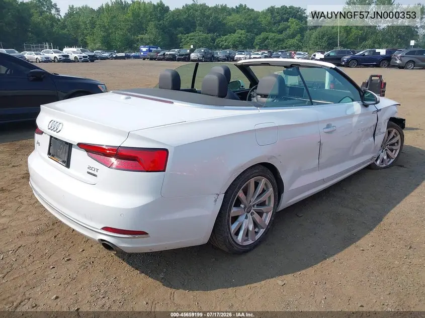2018 Audi A5 2.0T Premium VIN: WAUYNGF57JN000353 Lot: 45659199