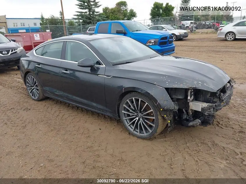 2019 Audi A5 Prestige VIN: WAUCNCF51KA009092 Lot: 30092790