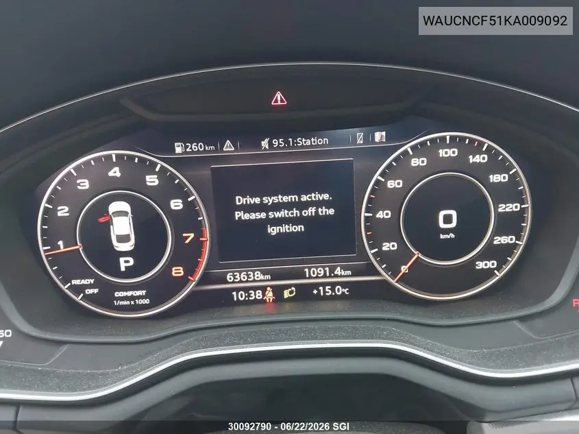 2019 Audi A5 Prestige VIN: WAUCNCF51KA009092 Lot: 30092790