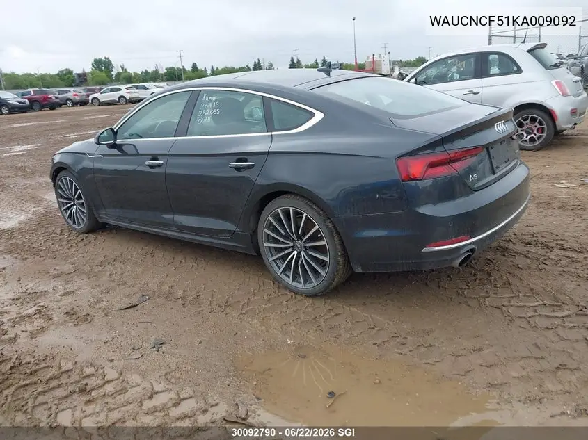 2019 Audi A5 Prestige VIN: WAUCNCF51KA009092 Lot: 30092790