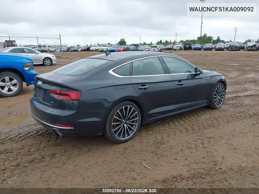 2019 Audi A5 Prestige VIN: WAUCNCF51KA009092 Lot: 30092790