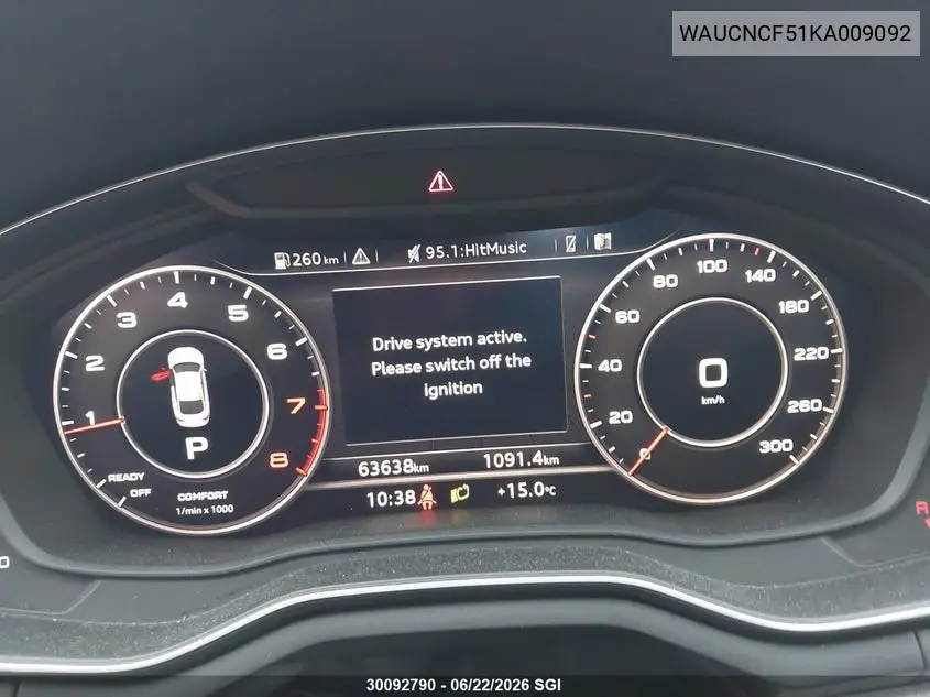 2019 Audi A5 Prestige VIN: WAUCNCF51KA009092 Lot: 30092790